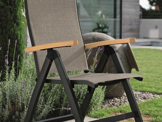 Stern Klappsessel New Top schwarz matt/Leinen grau 62508 2