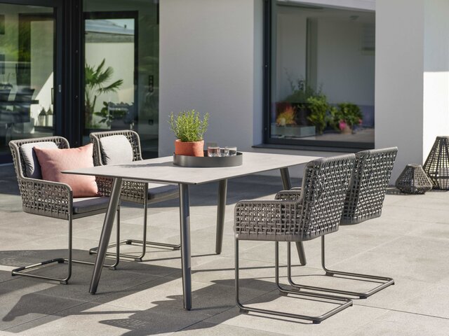 Stern Gartentisch Interno + Silverstar 2.0 anthrazit/Zement hell 58803 3