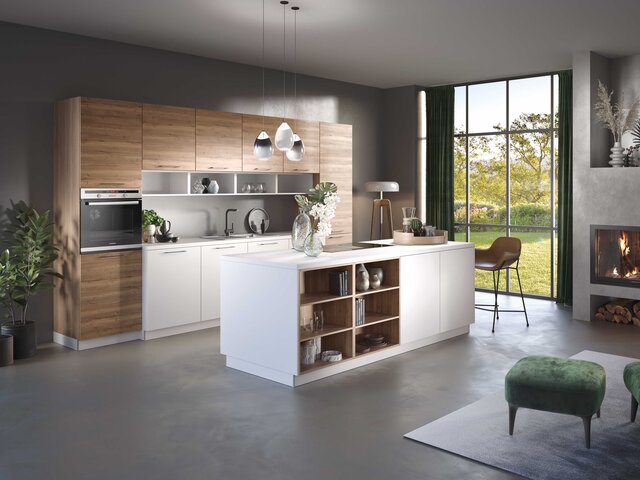 föger Einbauküche  polarweiß / nuß 76054 1