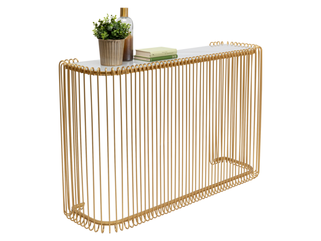 Kare Konsole Wire Glas Marble Gold 142x89cm 64561 Kare Konsole Wire Glas Marble Gold 142x89cm 64561
