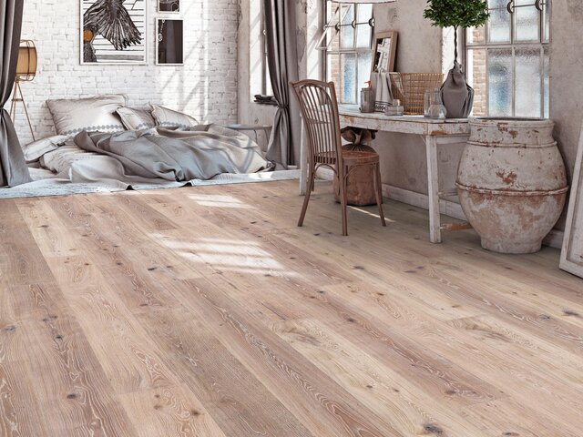 Landhausdiele Eiche / Astig / gekalkt weiß geölt / handbearbeitet gebürstet 75665 3