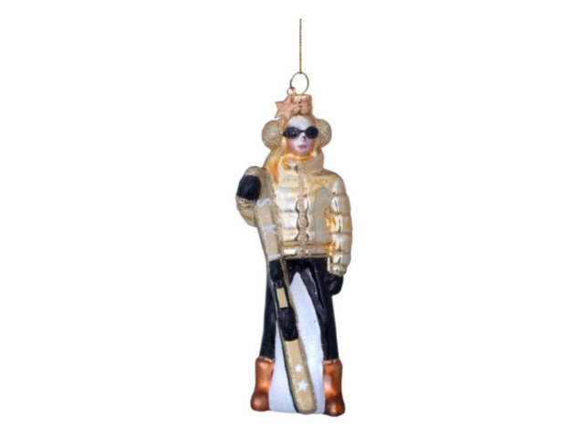 Vondels Weihnachtsanhänger Gold Ski Lady 68298 1