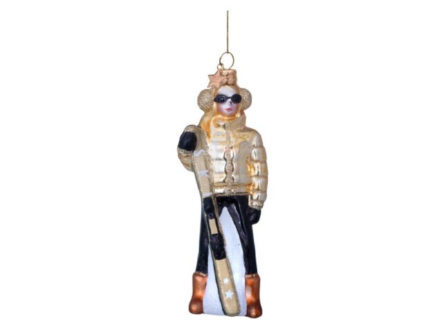 Vondels Weihnachtsanhänger Gold Ski Lady 68298 1