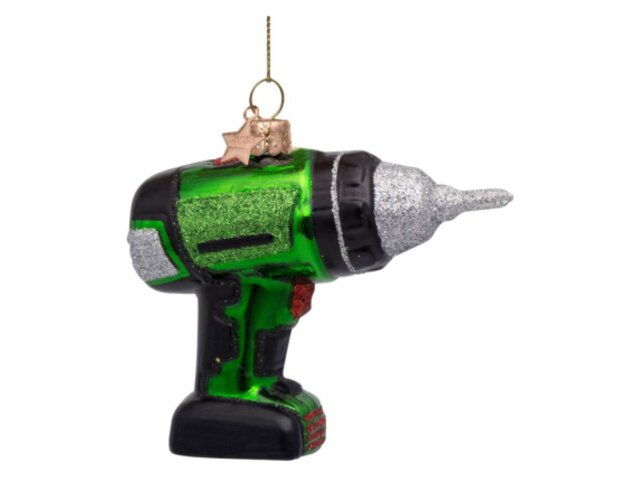 Vondels Weihnachtsanhänger Glas Green Drill Machine 68336 1