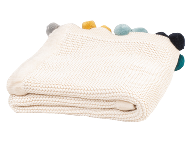 foeger Babydecke Transfer Pompom Baby Throw natur 45155 1
